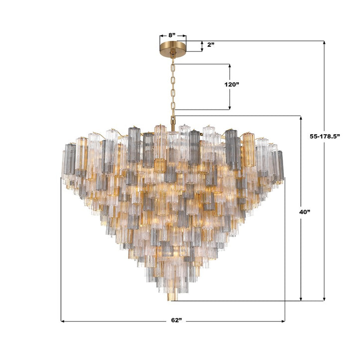 Crystorama Addis 40 Light 62" Chandelier, Aged Brass/Autumn