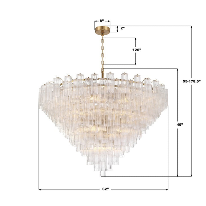 Crystorama Addis 40 Light 62" Chandelier, Aged Brass/Clear