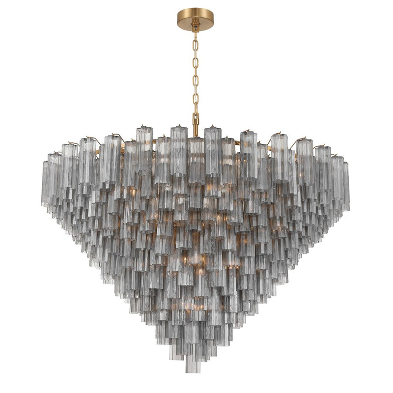Crystorama Addis 40 Light 62" Chandelier, Aged Brass/Smoke