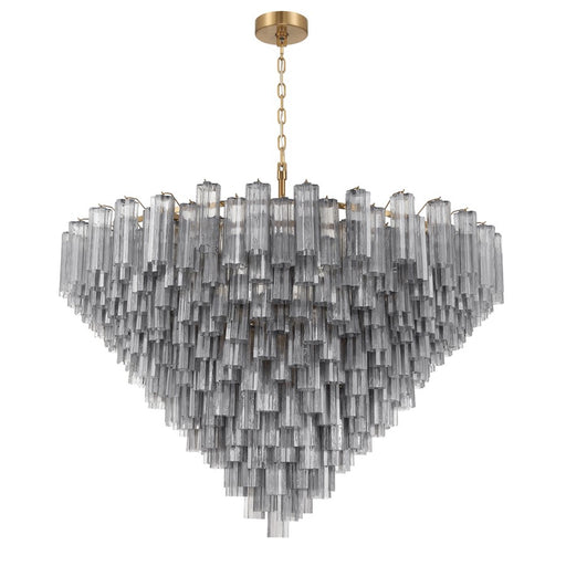 Crystorama Addis 40 Light 62" Chandelier, Aged Brass/Smoke