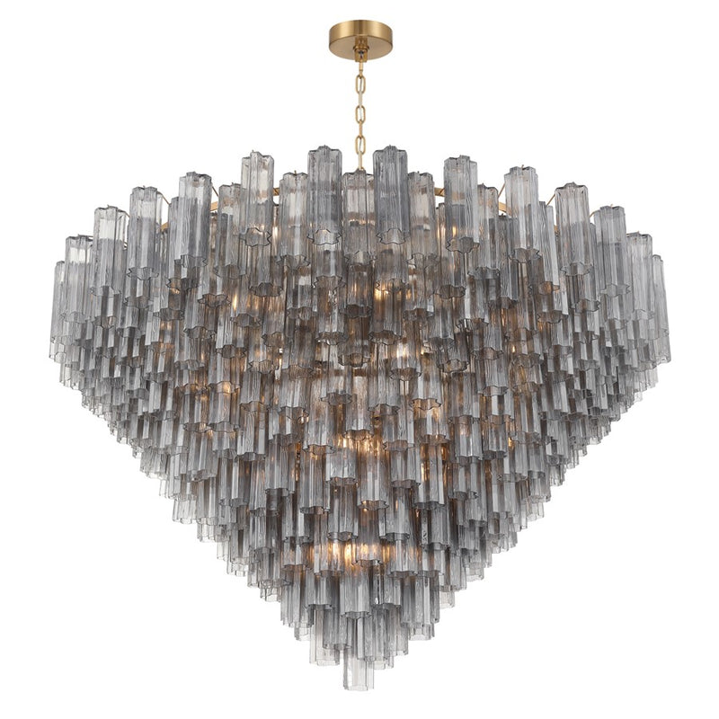 Crystorama Addis 40 Light 62" Chandelier, Aged Brass/Smoke