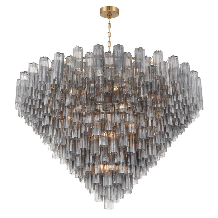 Crystorama Addis 40 Light 62" Chandelier, Aged Brass/Smoke