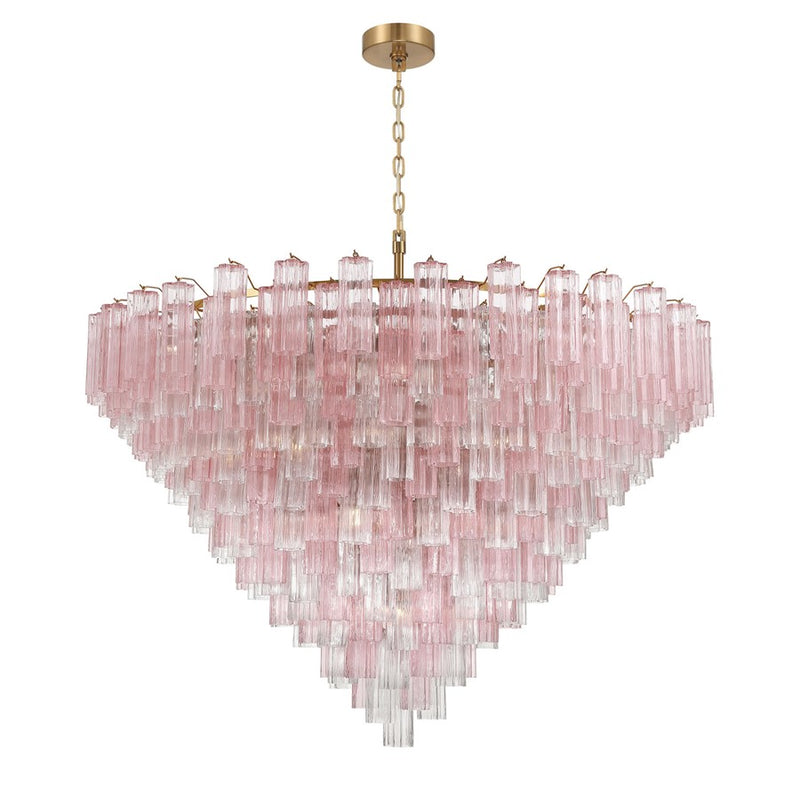 Crystorama Addis 40 Light 62" Chandelier, Aged Brass/Spring