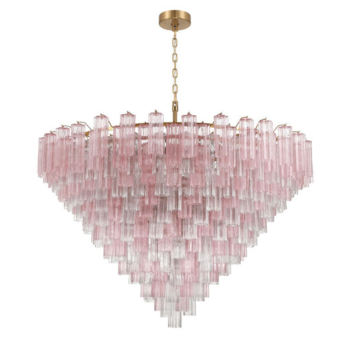 Crystorama Addis 40 Light 62" Chandelier, Aged Brass/Spring