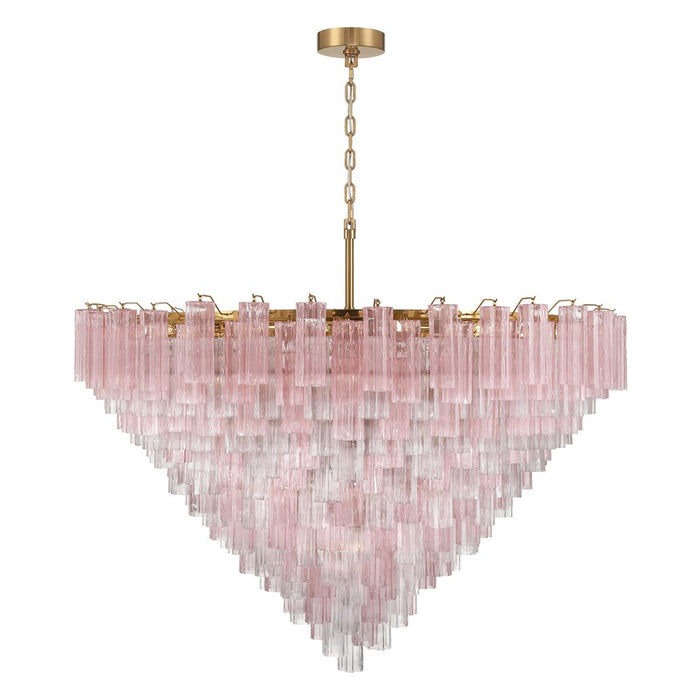 Crystorama Addis 40 Light 62" Chandelier, Aged Brass/Spring