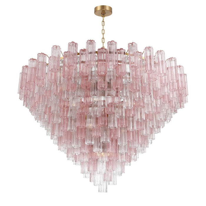 Crystorama Addis 40 Light 62" Chandelier, Aged Brass/Spring