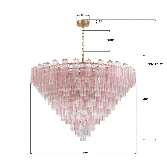 Crystorama Addis 40 Light 62" Chandelier, Aged Brass/Spring