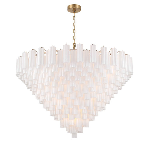 Crystorama Addis 40 Light 62" Chandelier, Aged Brass/White - ADD-329-AG-WH