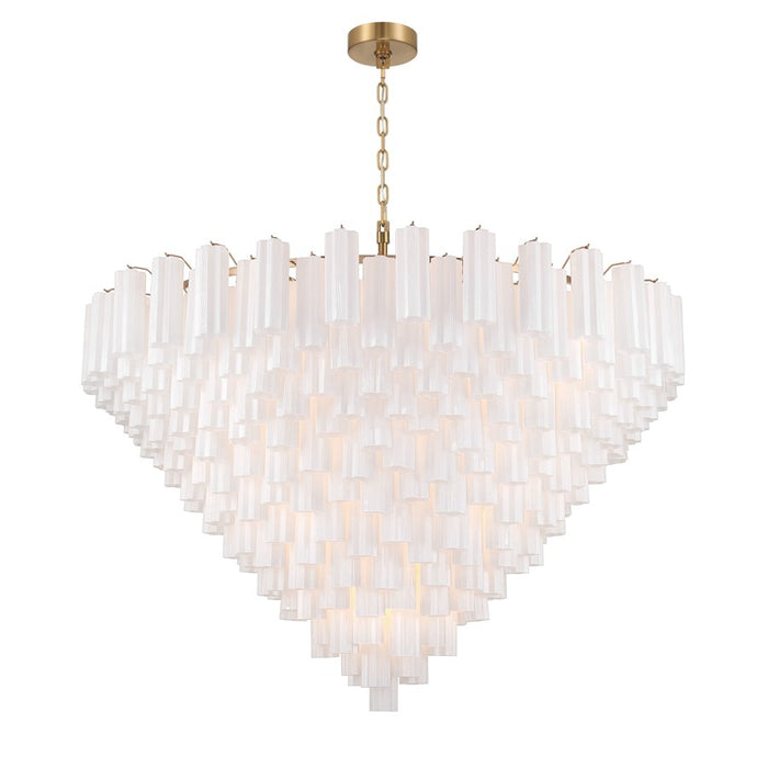 Crystorama Addis 40 Light 62" Chandelier, Aged Brass/White - ADD-329-AG-WH