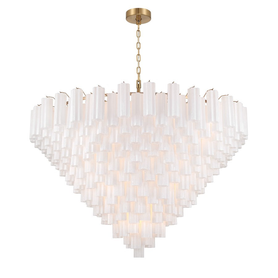 Crystorama Addis 40 Light 62" Chandelier, Aged Brass/White - ADD-329-AG-WH