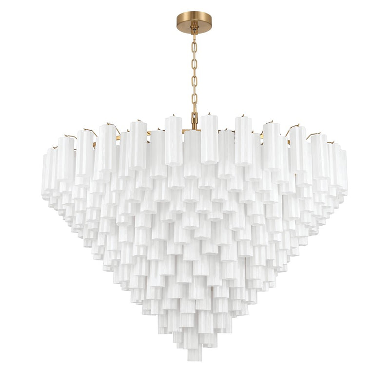 Crystorama Addis 40 Light 62" Chandelier, Aged Brass/White