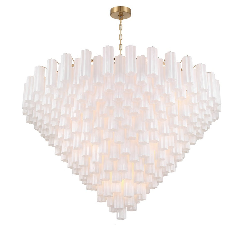Crystorama Addis 40 Light 62" Chandelier, Aged Brass/White