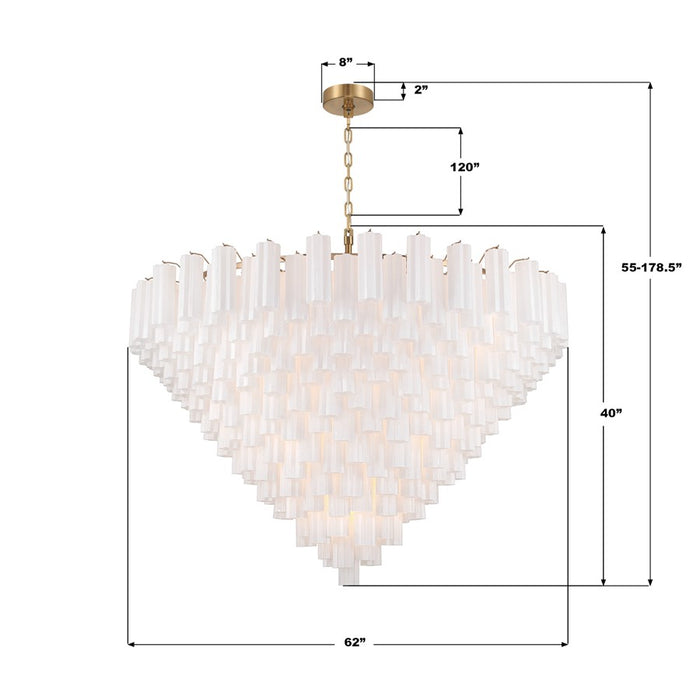 Crystorama Addis 40 Light 62" Chandelier, Aged Brass/White