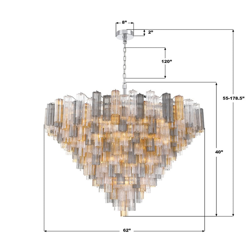 Crystorama Addis 40 Light 62" Chandelier, Polished Chrome/Autumn