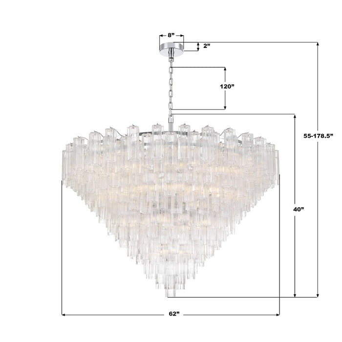 Crystorama Addis 40 Light 62" Chandelier, Polished Chrome/Clear