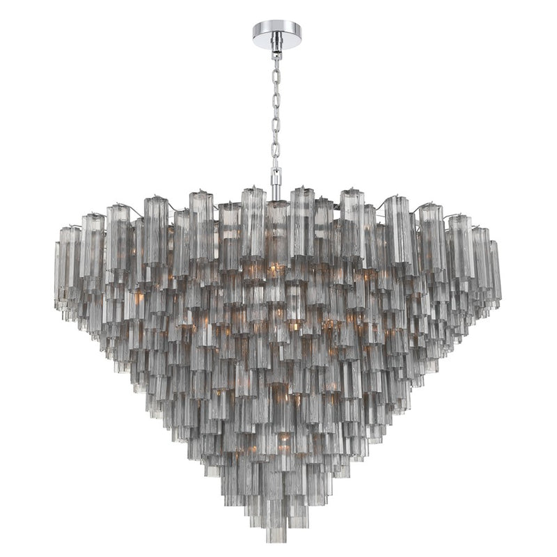 Crystorama Addis 40 Light 62" Chandelier, Polished Chrome/Smoke