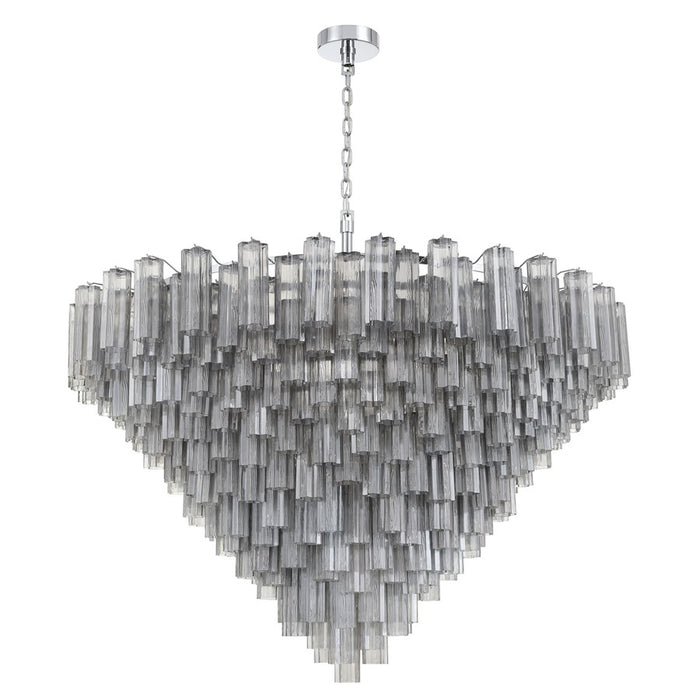 Crystorama Addis 40 Light 62" Chandelier, Polished Chrome/Smoke