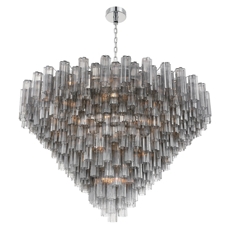 Crystorama Addis 40 Light 62" Chandelier, Polished Chrome/Smoke