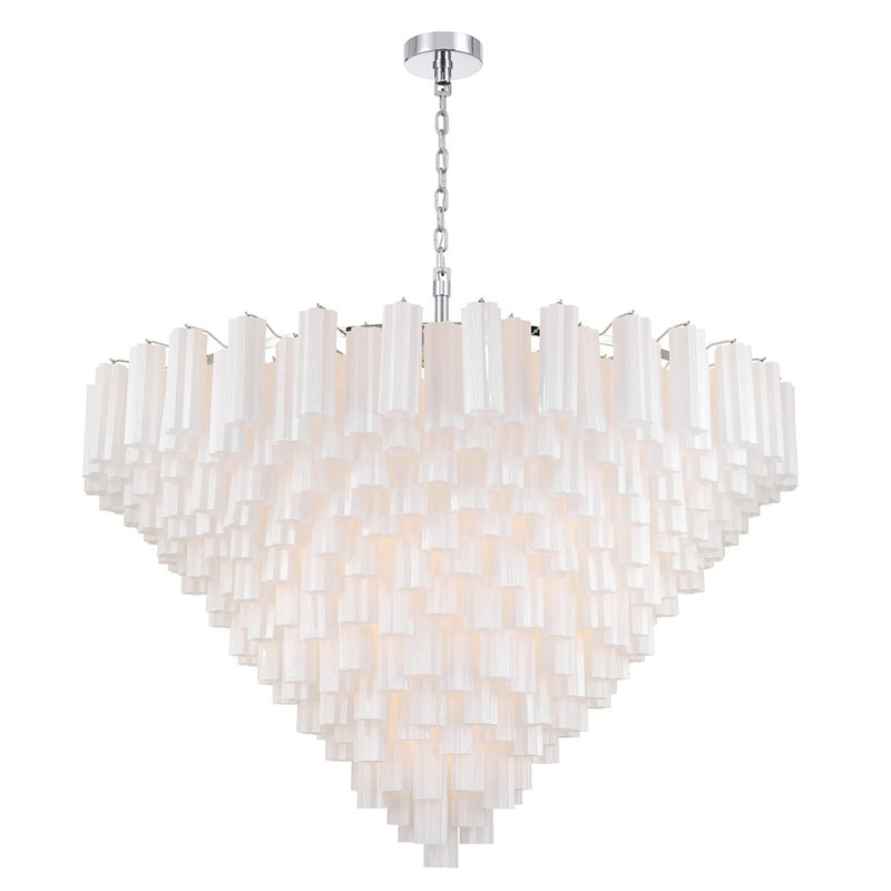 Crystorama Addis 40 Light 62" Chandelier, Polished Chrome/White