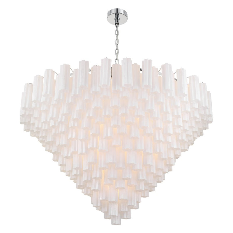Crystorama Addis 40 Light 62" Chandelier, Polished Chrome/White
