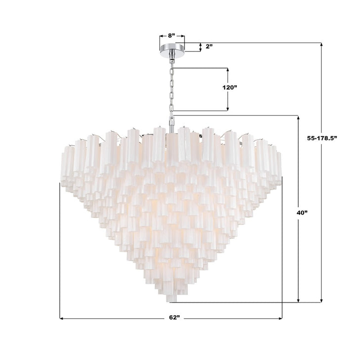 Crystorama Addis 40 Light 62" Chandelier, Polished Chrome/White