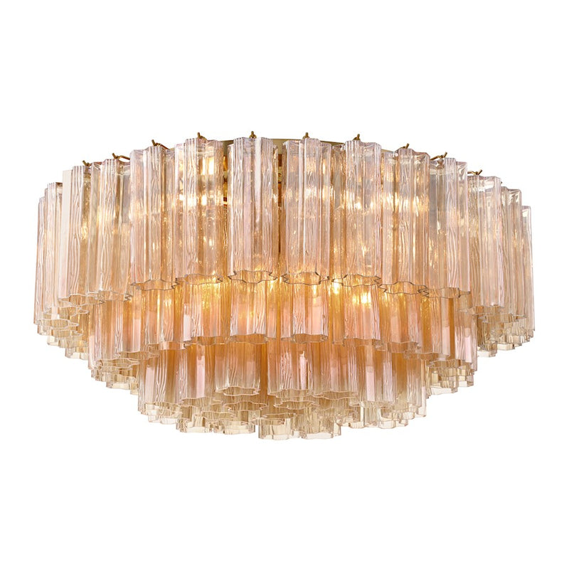 Crystorama Addis 16 Light Flush Mount, Brass/Tronchi Glass Amber