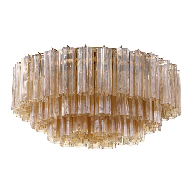 Crystorama Addis 16 Light Flush Mount, Brass/Tronchi Glass Amber