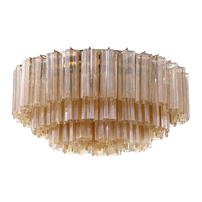 Crystorama Addis 16 Light Flush Mount, Brass/Tronchi Glass Amber