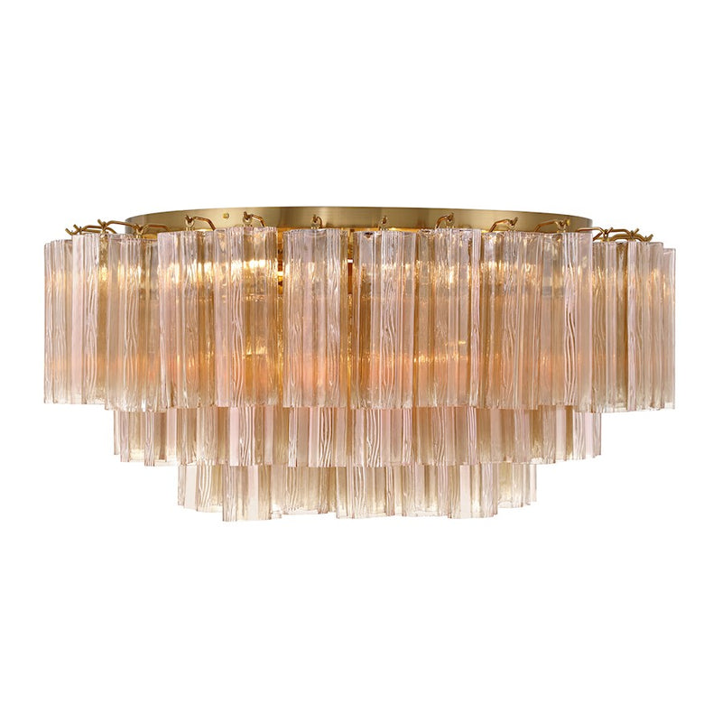 Crystorama Addis 16 Light Flush Mount, Brass/Tronchi Glass Amber