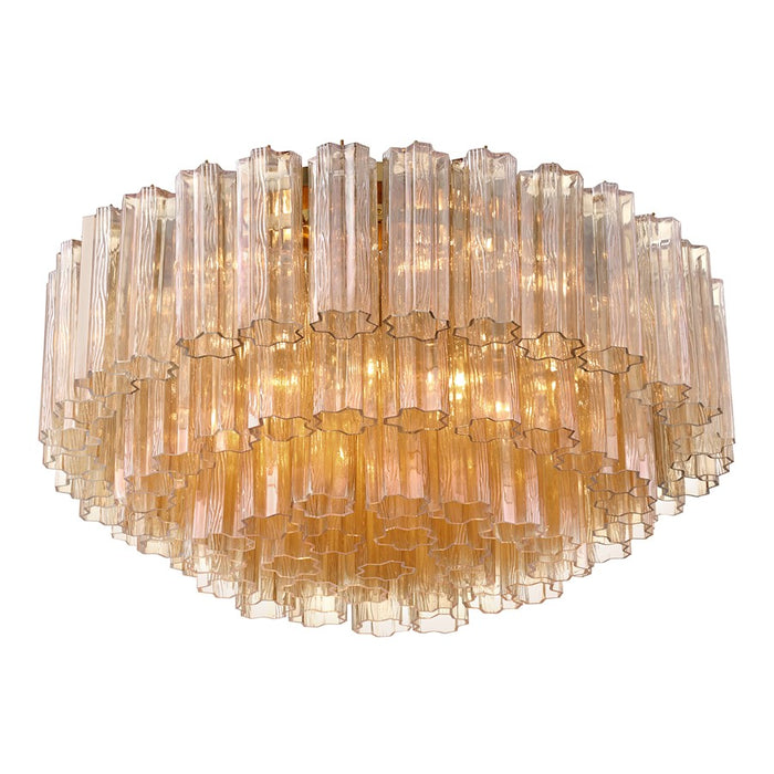 Crystorama Addis 16 Light Flush Mount, Brass/Tronchi Glass Amber