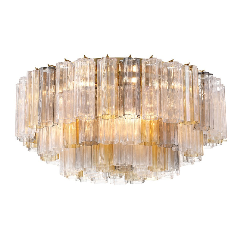 Crystorama Addis 16Lt Flush Mount, Brass/Tronchi Glass Autumn