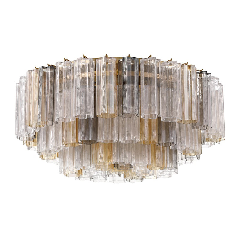 Crystorama Addis 16Lt Flush Mount, Brass/Tronchi Glass Autumn
