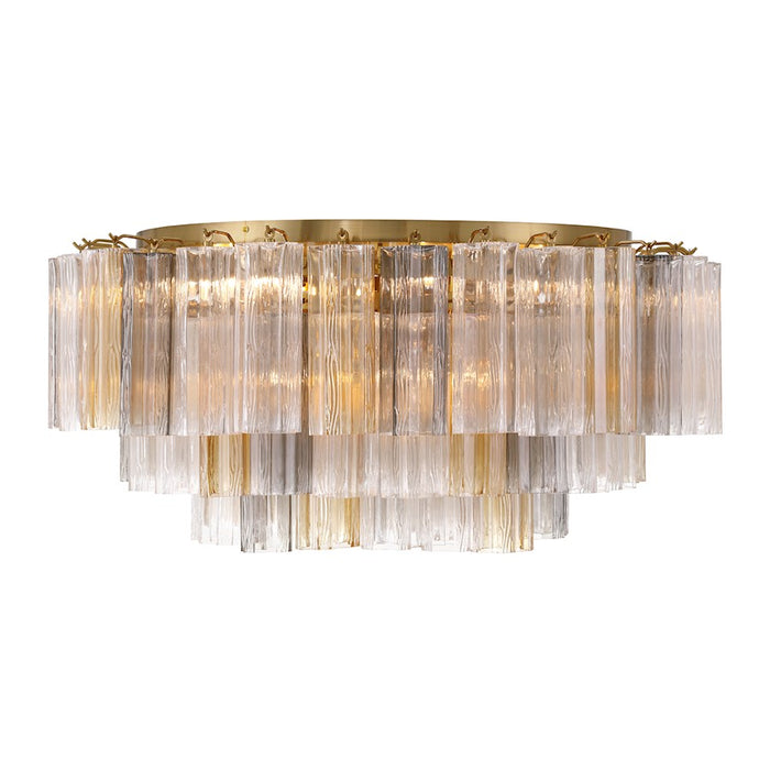 Crystorama Addis 16Lt Flush Mount, Brass/Tronchi Glass Autumn