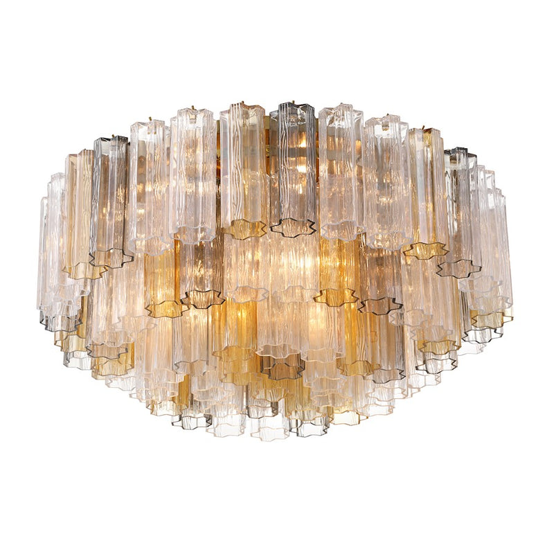 Crystorama Addis 16Lt Flush Mount, Brass/Tronchi Glass Autumn