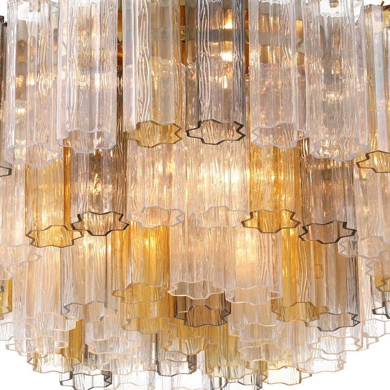 Crystorama Addis 16Lt Flush Mount, Brass/Tronchi Glass Autumn