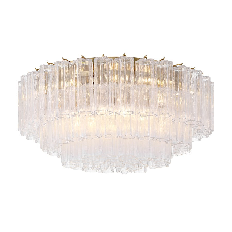 Crystorama Addis 16 Light Flush Mount, Brass/Tronchi Glass Clear - ADD-331-AG-CL