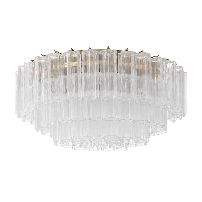 Crystorama Addis 16 Light Flush Mount, Brass/Tronchi Glass Clear