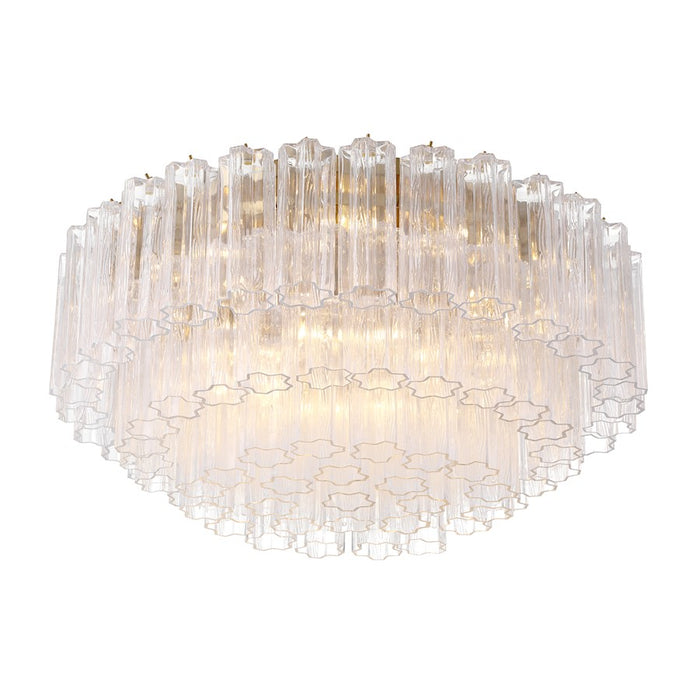 Crystorama Addis 16 Light Flush Mount, Brass/Tronchi Glass Clear