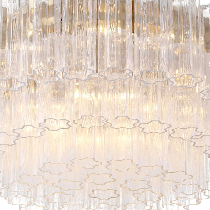Crystorama Addis 16 Light Flush Mount, Brass/Tronchi Glass Clear