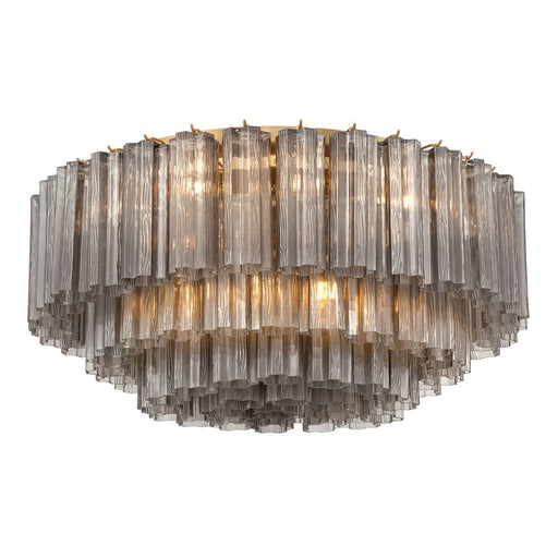 Crystorama Addis 16 Light Flush, Gray/Brass/Gold/Smoke