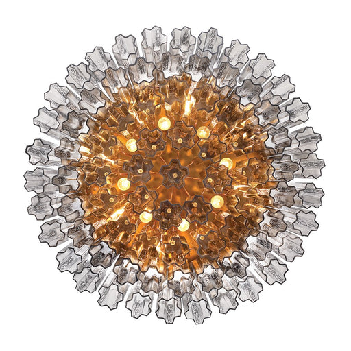 Crystorama Addis 16 Light Flush, Gray/Brass/Gold/Smoke