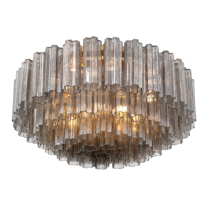 Crystorama Addis 16 Light Flush, Gray/Brass/Gold/Smoke