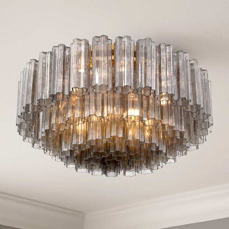 Crystorama Addis 16 Light Flush, Gray/Brass/Gold/Smoke