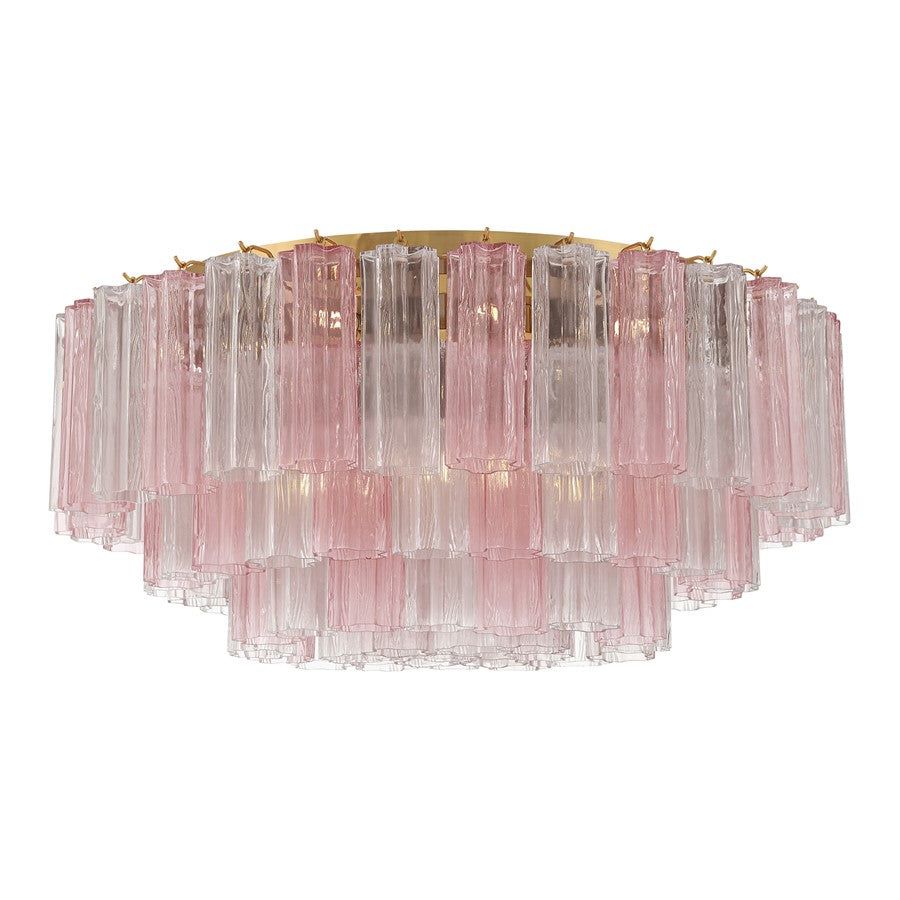 Crystorama Addis 16 Light Flush , Brass/Gold/Spring