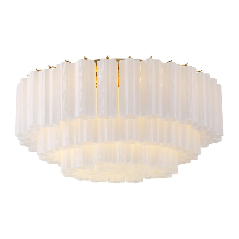 Crystorama Addis 16 Light Flush Mount, Brass/Tronchi Glass White