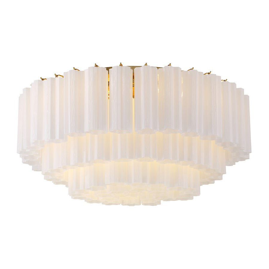 Crystorama Addis 16 Light Flush Mount, Brass/Tronchi Glass White - ADD-331-AG-WH