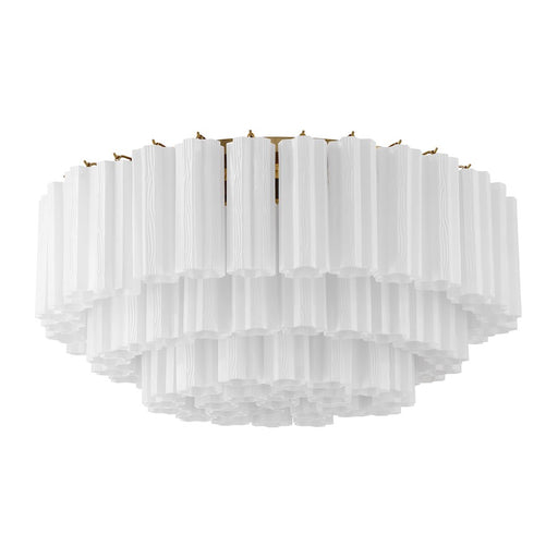 Crystorama Addis 16 Light Flush Mount, Brass/Tronchi Glass White