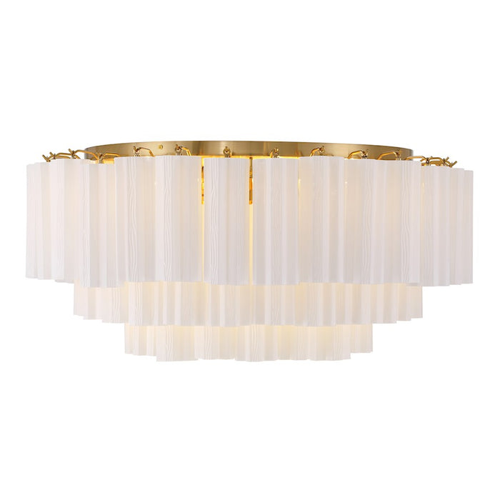 Crystorama Addis 16 Light Flush Mount, Brass/Tronchi Glass White