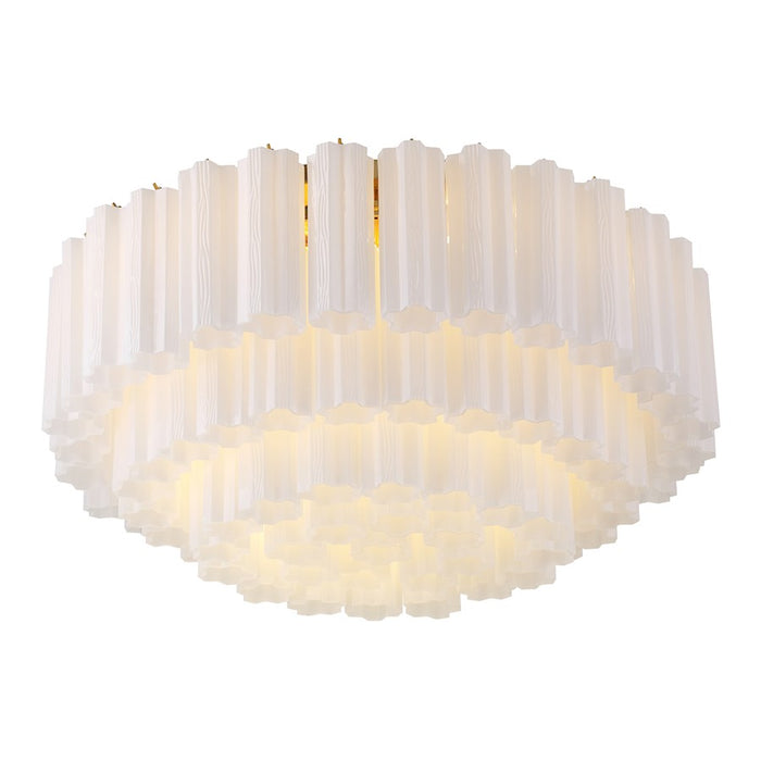 Crystorama Addis 16 Light Flush Mount, Brass/Tronchi Glass White