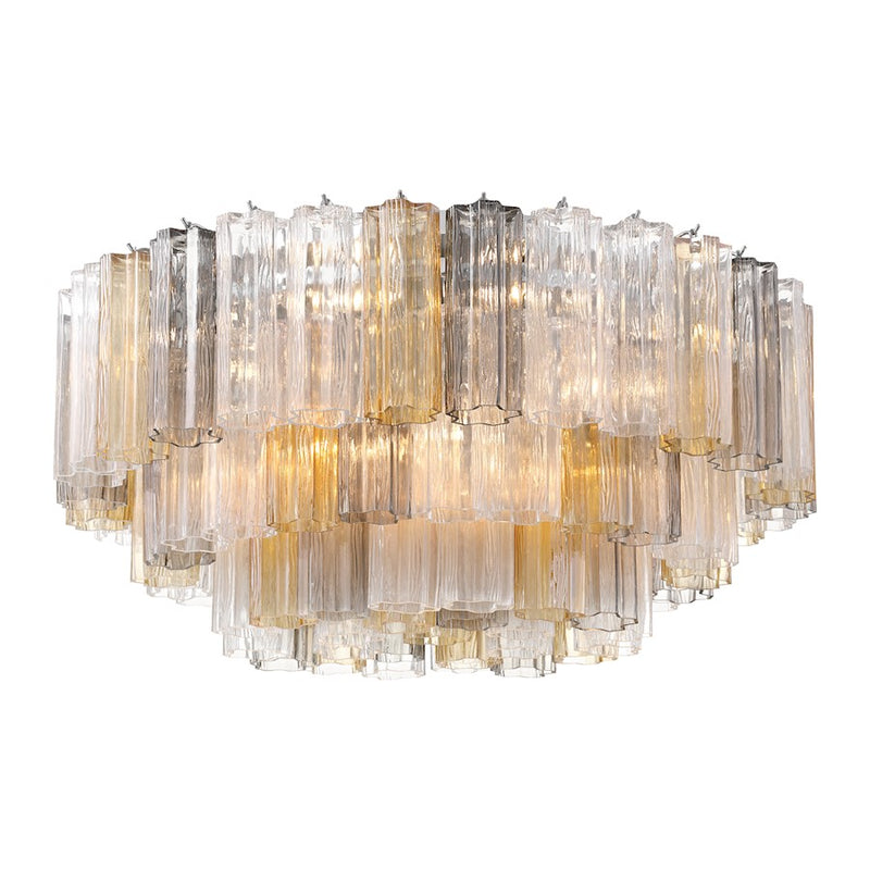 Crystorama Addis 16Lt Flush Mount, Chrome/Tronchi Glass Autumn